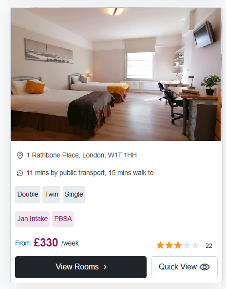 Rathbone Place - Flexible Tenancies Single-Room Student Accommodation in London